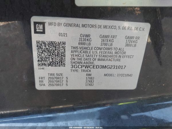 2021 CHEVROLET SILVERADO 1500 LT — I9