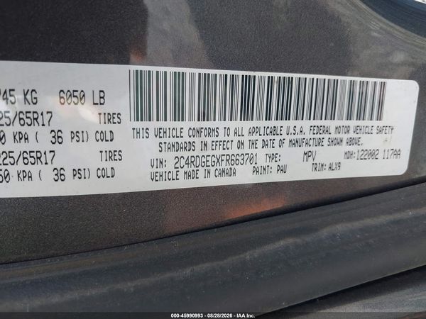 2015 DODGE GRAND CARAVAN R/T — I9
