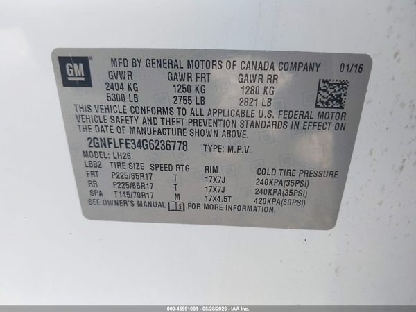 2016 CHEVROLET EQUINOX LT — I9