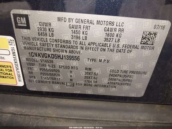 2017 CHEVROLET TRAVERSE 1LT — I9