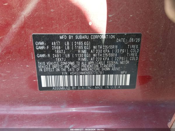2025 SUBARU CROSSTREK LIMITED — I9