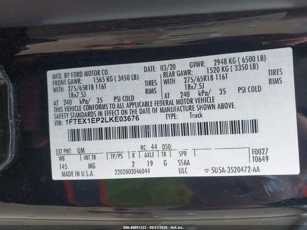 2020 FORD F-150 XLT — I9