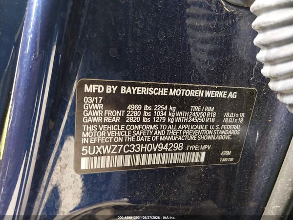 2017 BMW X3 SDRIVE28I — I9