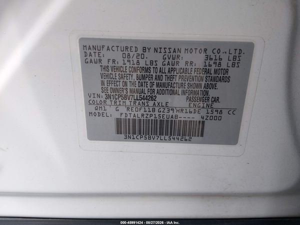 2020 NISSAN KICKS S XTRONIC CVT — I9