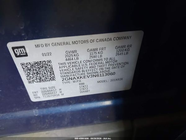 2022 CHEVROLET EQUINOX FWD LT — I9