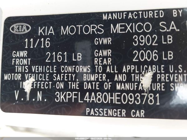 2017 KIA FORTE EX