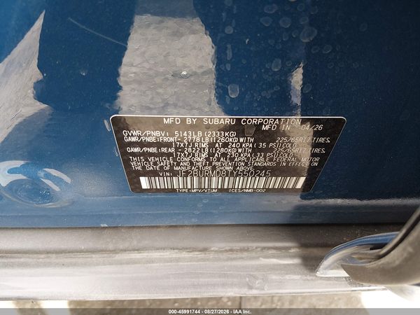 2026 SUBARU OUTBACK WILDERNESS — I9