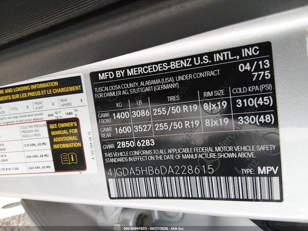 2013 MERCEDES-BENZ ML 350 4MATIC — I9