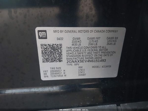 2022 CHEVROLET EQUINOX AWD LS — I9