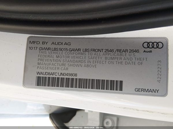 2018 AUDI A6 2.0T PREMIUM PLUS — I9