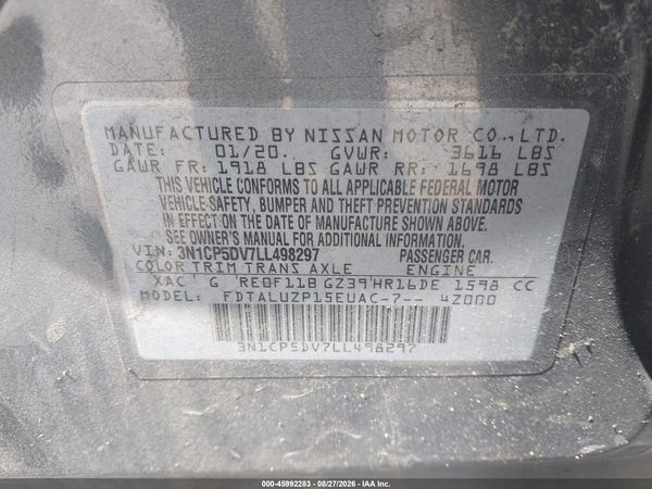 2020 NISSAN KICKS SR XTRONIC CVT — I9