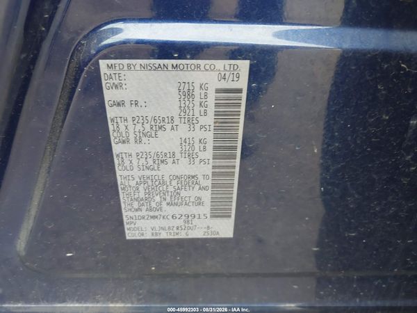 2019 NISSAN PATHFINDER S — I9