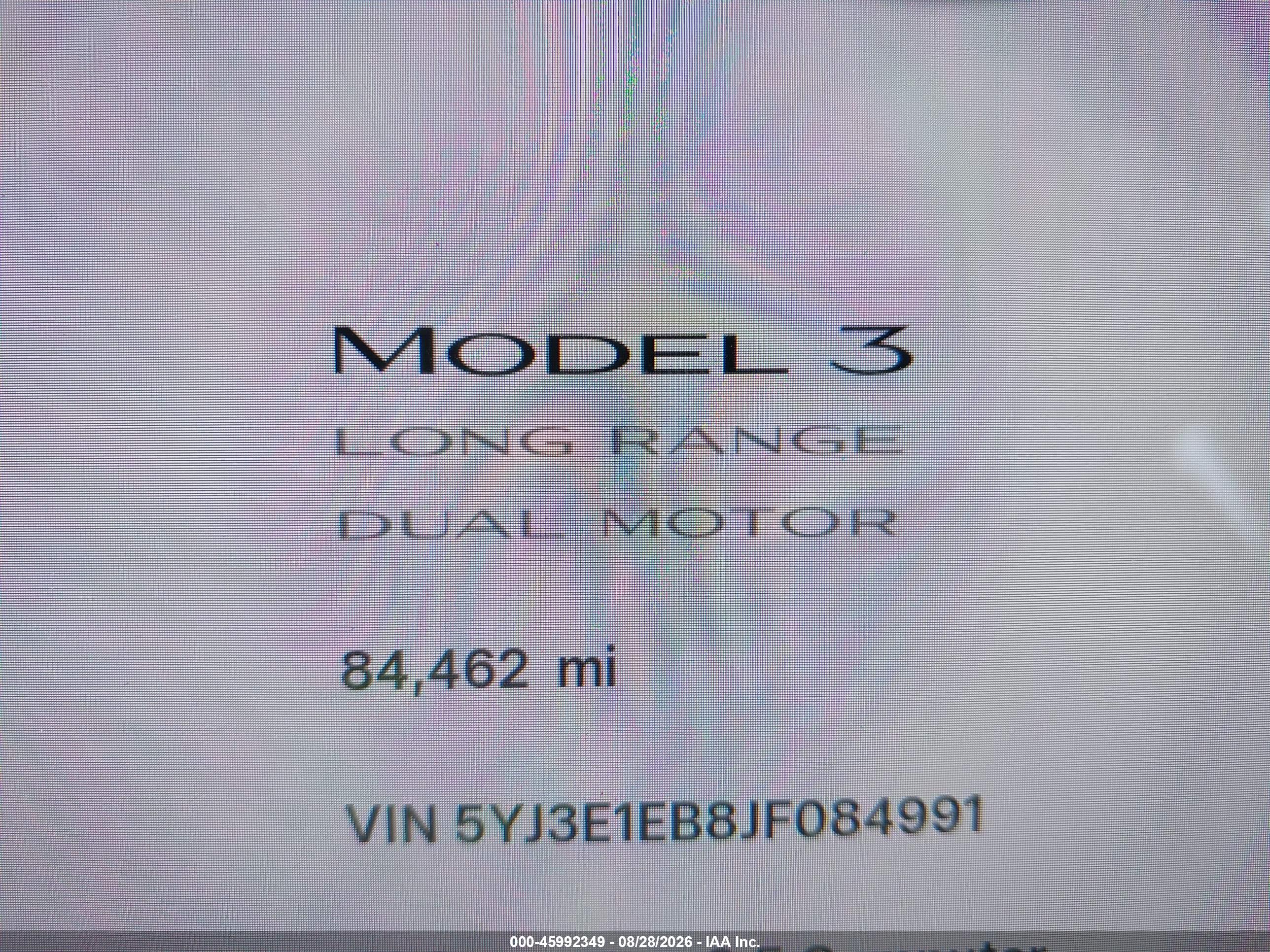 2018 TESLA MODEL 3 LONG RANGE/PERFORMANCE