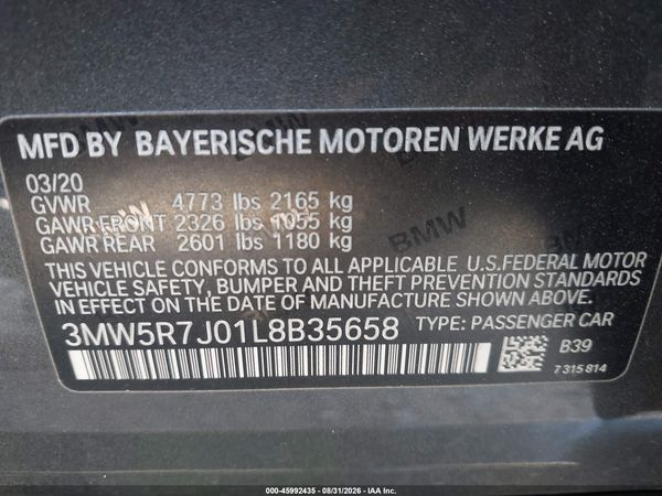 2020 BMW 330I XDRIVE — I9