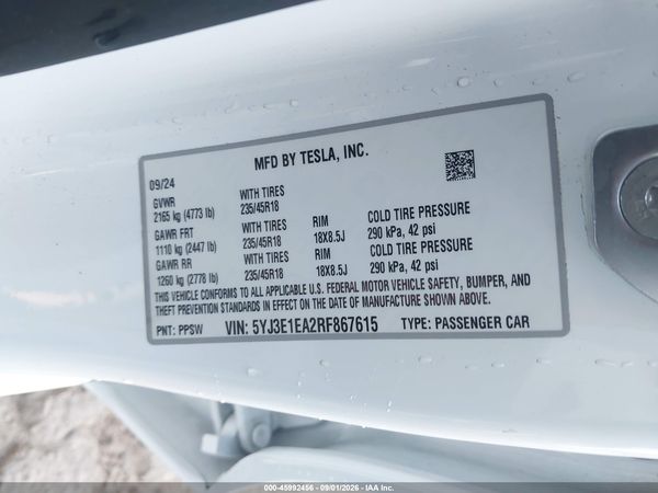 2024 TESLA MODEL 3 — I9