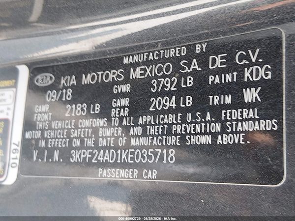2019 KIA FORTE LXS — I9