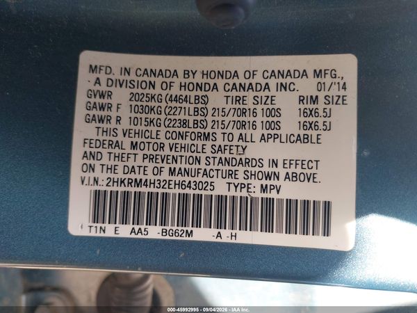 2014 HONDA CR-V LX