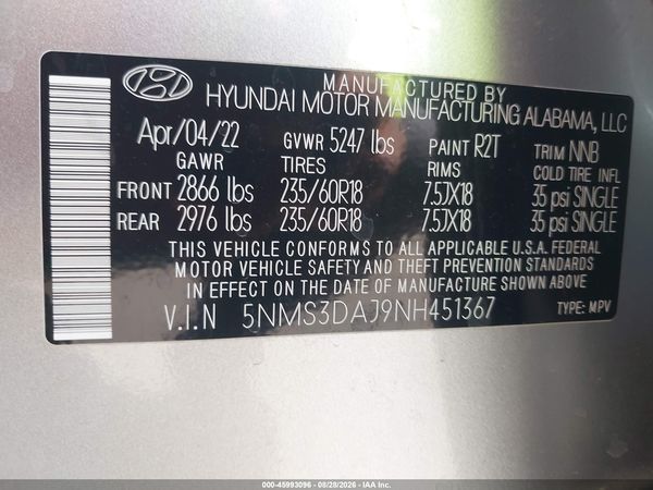 2022 HYUNDAI SANTA FE SEL