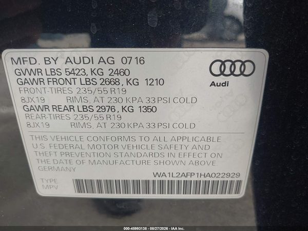 2017 AUDI Q5 2.0T PREMIUM — I9