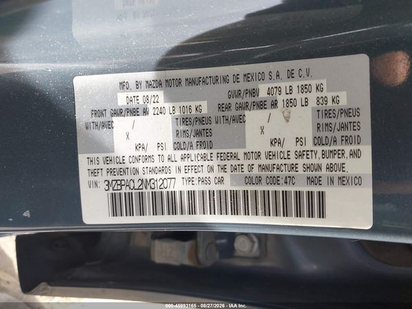 2022 MAZDA MAZDA3 CARBON EDITION — I9