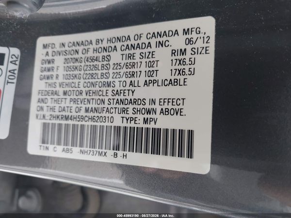 2012 HONDA CR-V EX