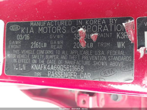 2016 KIA FORTE LX