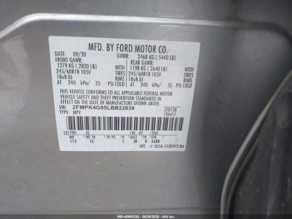 2020 FORD EDGE SE — I9