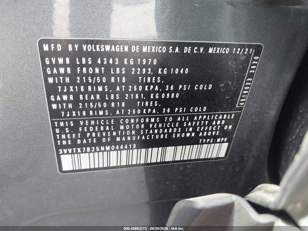 2022 VOLKSWAGEN TAOS 1.5T SE — I9