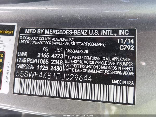 2015 MERCEDES-BENZ C 300 SPORT 4MATIC — I9