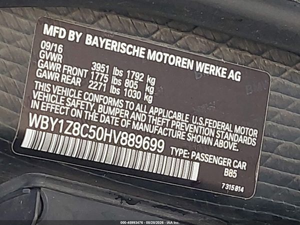 2017 BMW I3 94 AH W/RANGE EXTENDER