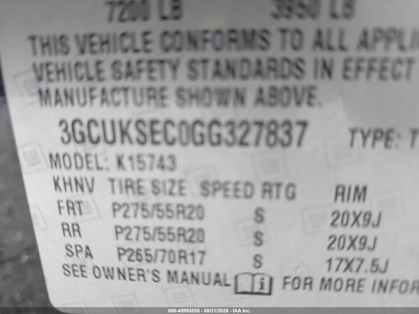 2016 CHEVROLET SILVERADO 1500 LTZ — I9