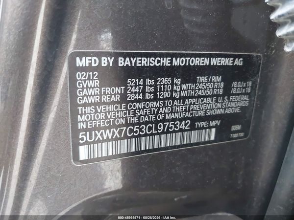 2012 BMW X3 XDRIVE35I