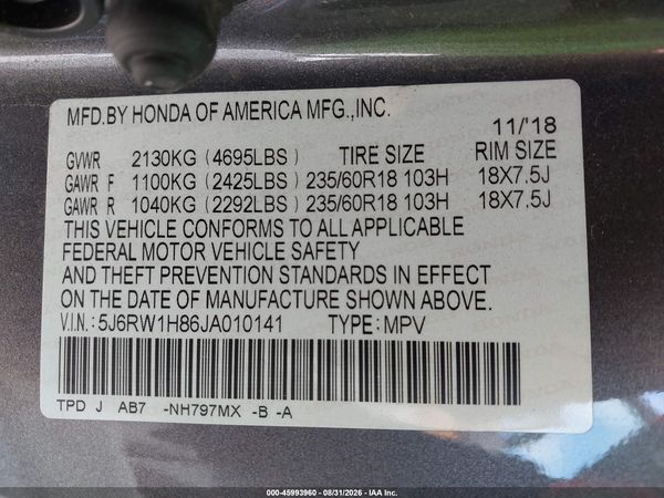 2018 HONDA CR-V EX-L/EX-L NAVI