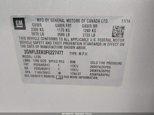2015 CHEVROLET EQUINOX LS — I9