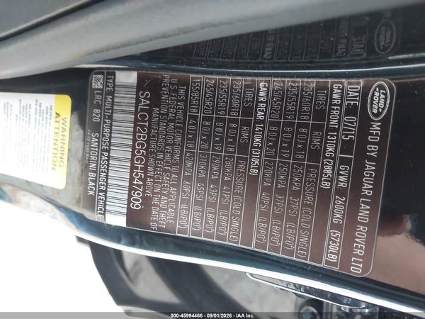 2016 LAND ROVER DISCOVERY SPORT HSE LUX — I9