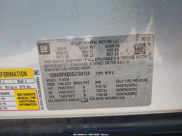 2013 CHEVROLET TRAVERSE LS — I9