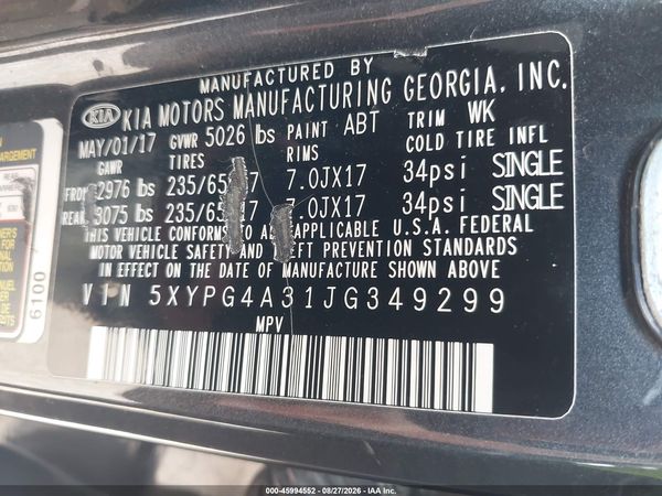 2018 KIA SORENTO 2.4L LX