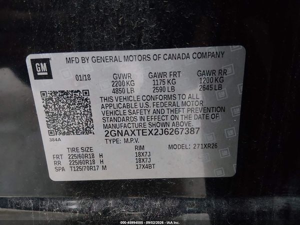 2018 CHEVROLET EQUINOX LT — I9