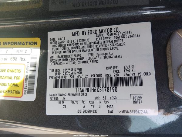 2019 FORD MUSTANG ECOBOOST
