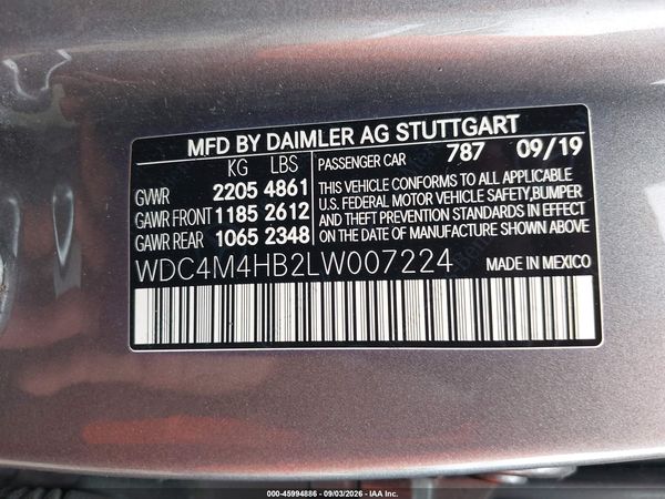 2020 MERCEDES-BENZ GLB 250 4MATIC — I9