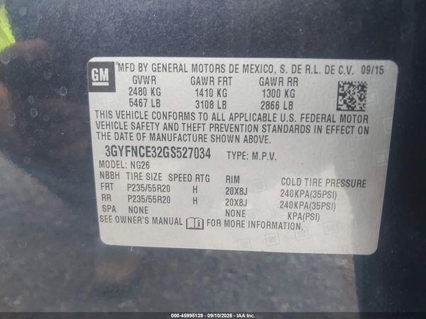 2016 CADILLAC SRX PERFORMANCE COLLECTION