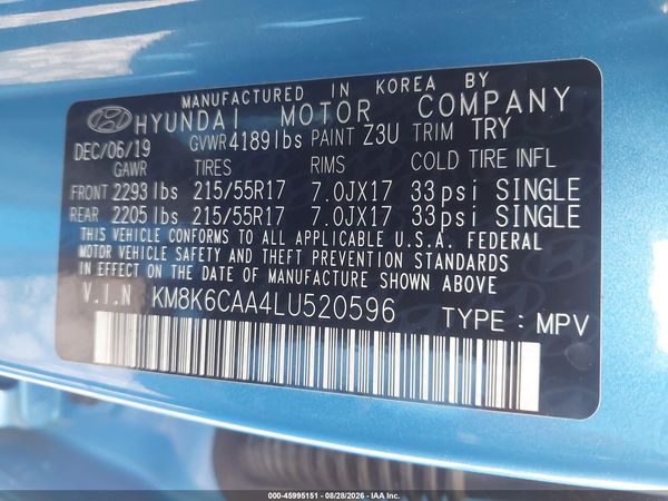 2020 HYUNDAI KONA SEL PLUS — I9
