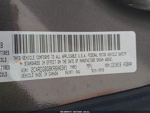 2019 DODGE GRAND CARAVAN SE PLUS