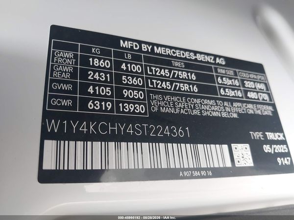 2025 MERCEDES-BENZ SPRINTER 2500 HIGH ROOF 4-CYL DIESEL
