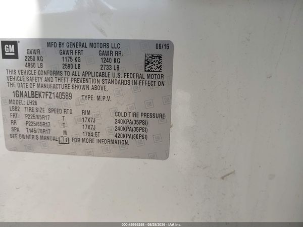 2015 CHEVROLET EQUINOX 1LT — I9