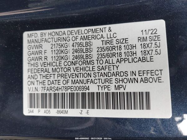 2023 HONDA CR-V EX-L AWD — I9