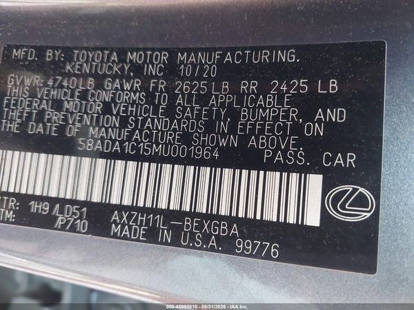 2021 LEXUS ES 300H 300h Premium — I9