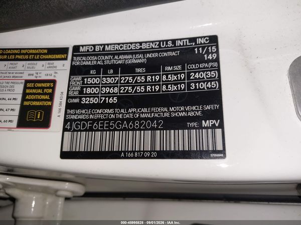 2016 MERCEDES-BENZ GL 450 4MATIC