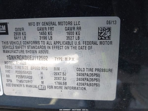 2014 CHEVROLET TRAVERSE 1LT — I9