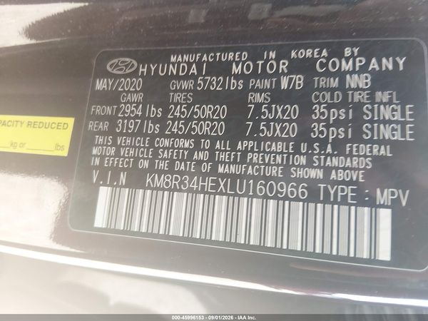 2020 HYUNDAI PALISADE SEL — I9